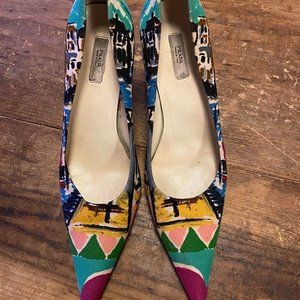 Authentic PRADA Venice Scene Linen Heels 37